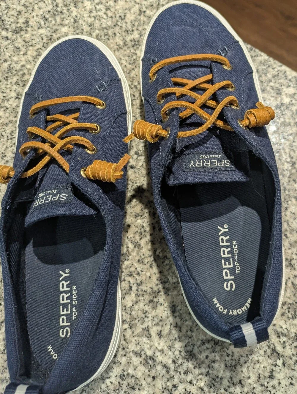 Sperry Top-Sider Navy Canvas Sneakers Women's 8.5 | Memory Foam | Excellent Cond